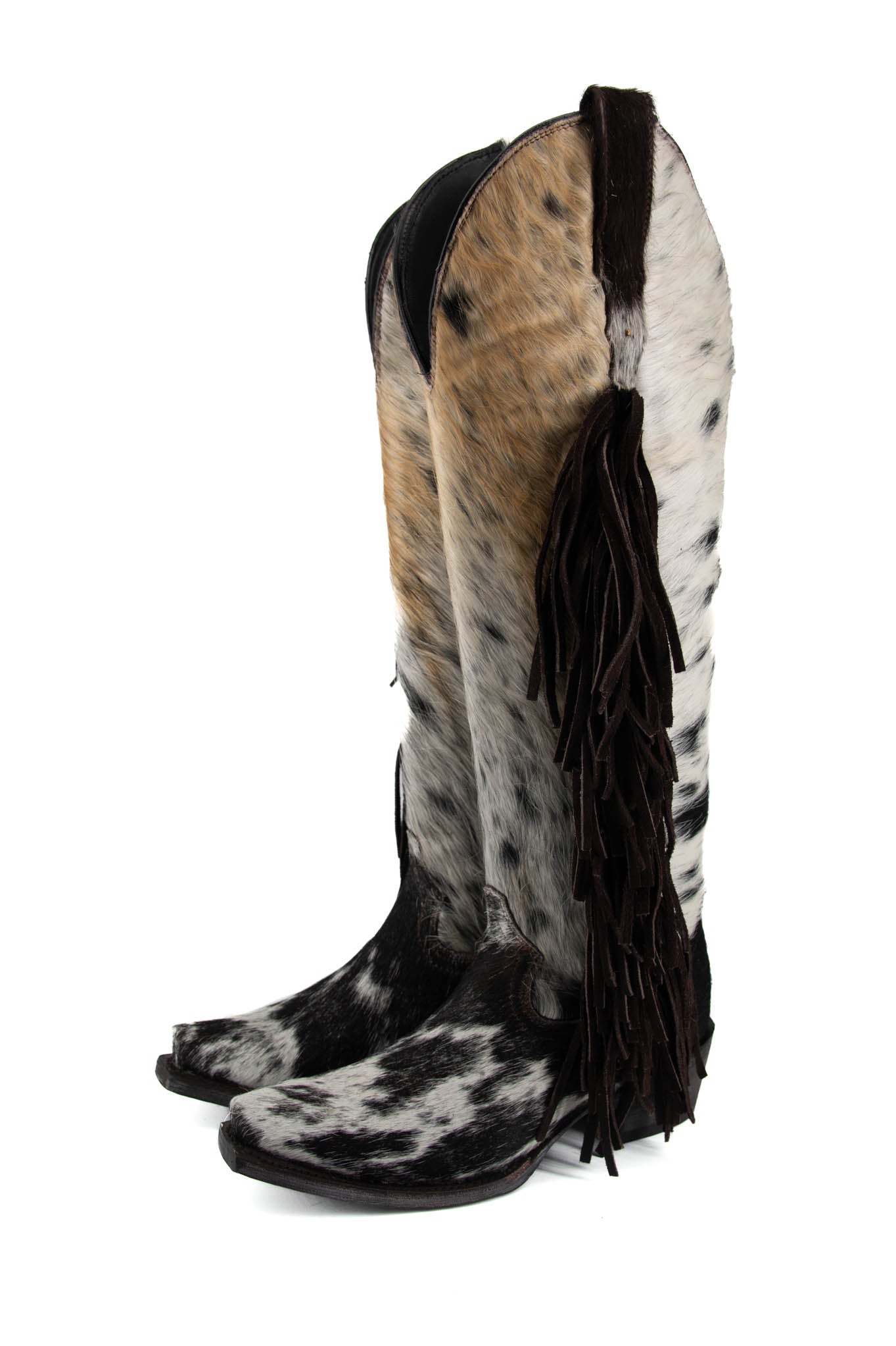 Pelo de Vaca Tall Fringe Cowhide Boot Size 7 Box 2A