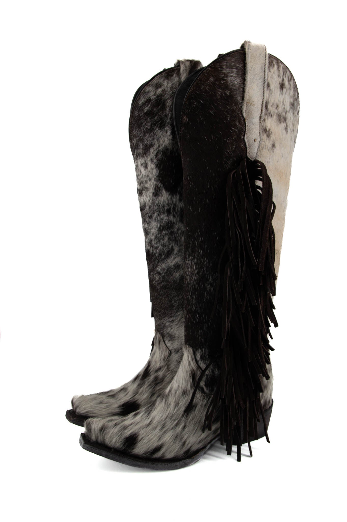 Pelo de Vaca Tall Fringe Cowhide Boot Size 6 Box 1A