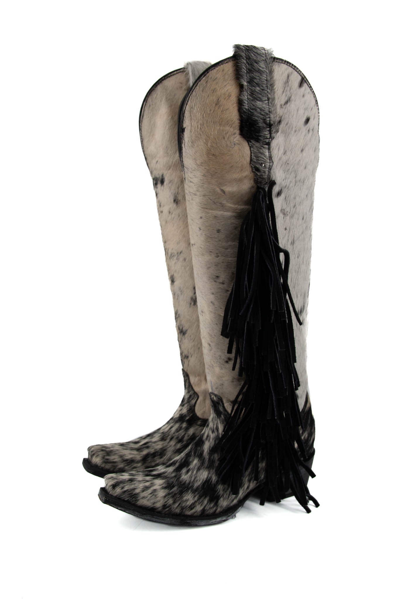 Pelo de Vaca Tall Fringe Cowhide Boot Size 5 Box 5A