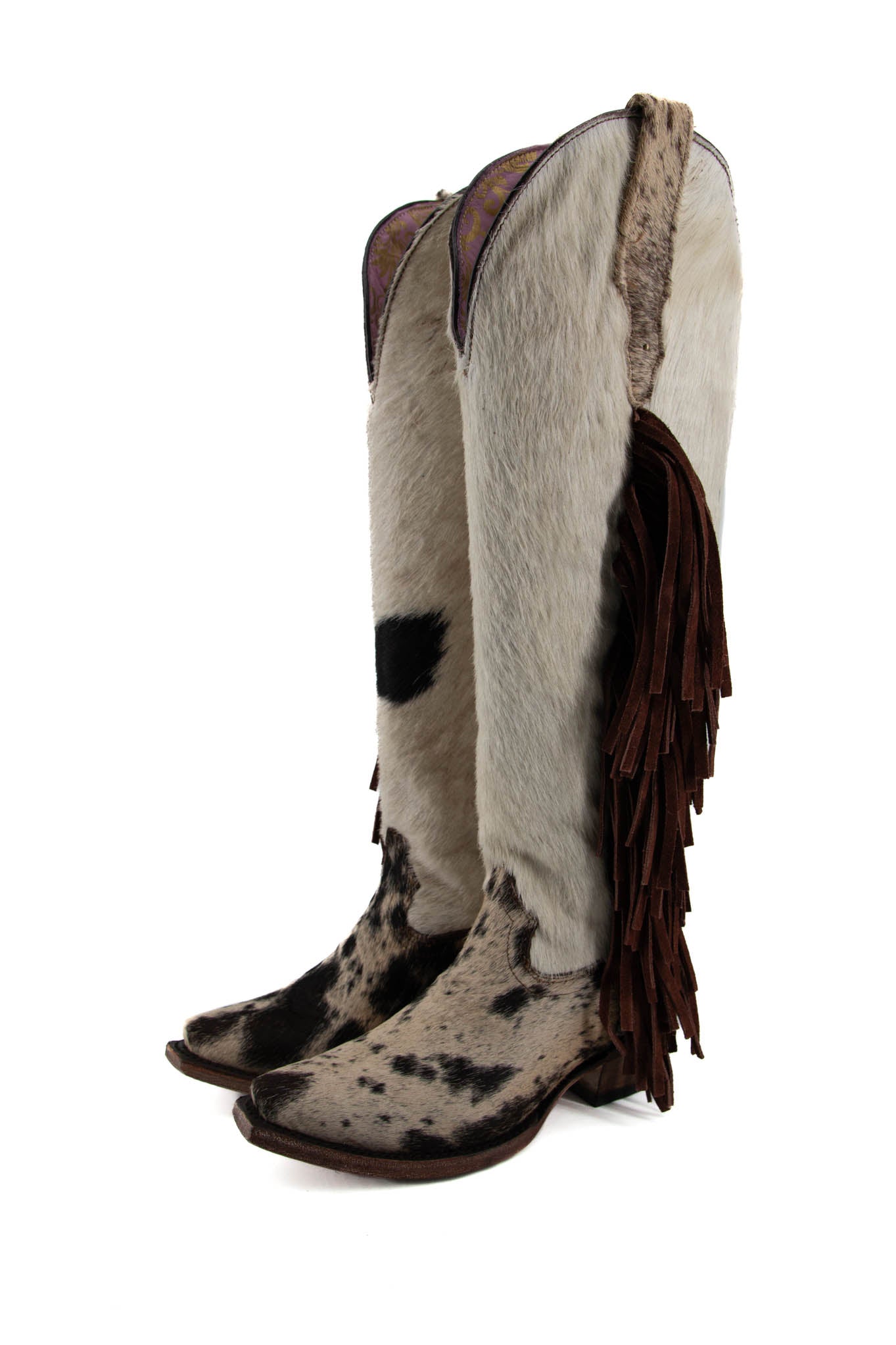 Pelo de Vaca Tall Fringe Cowhide Boot Size 5 Box 3A