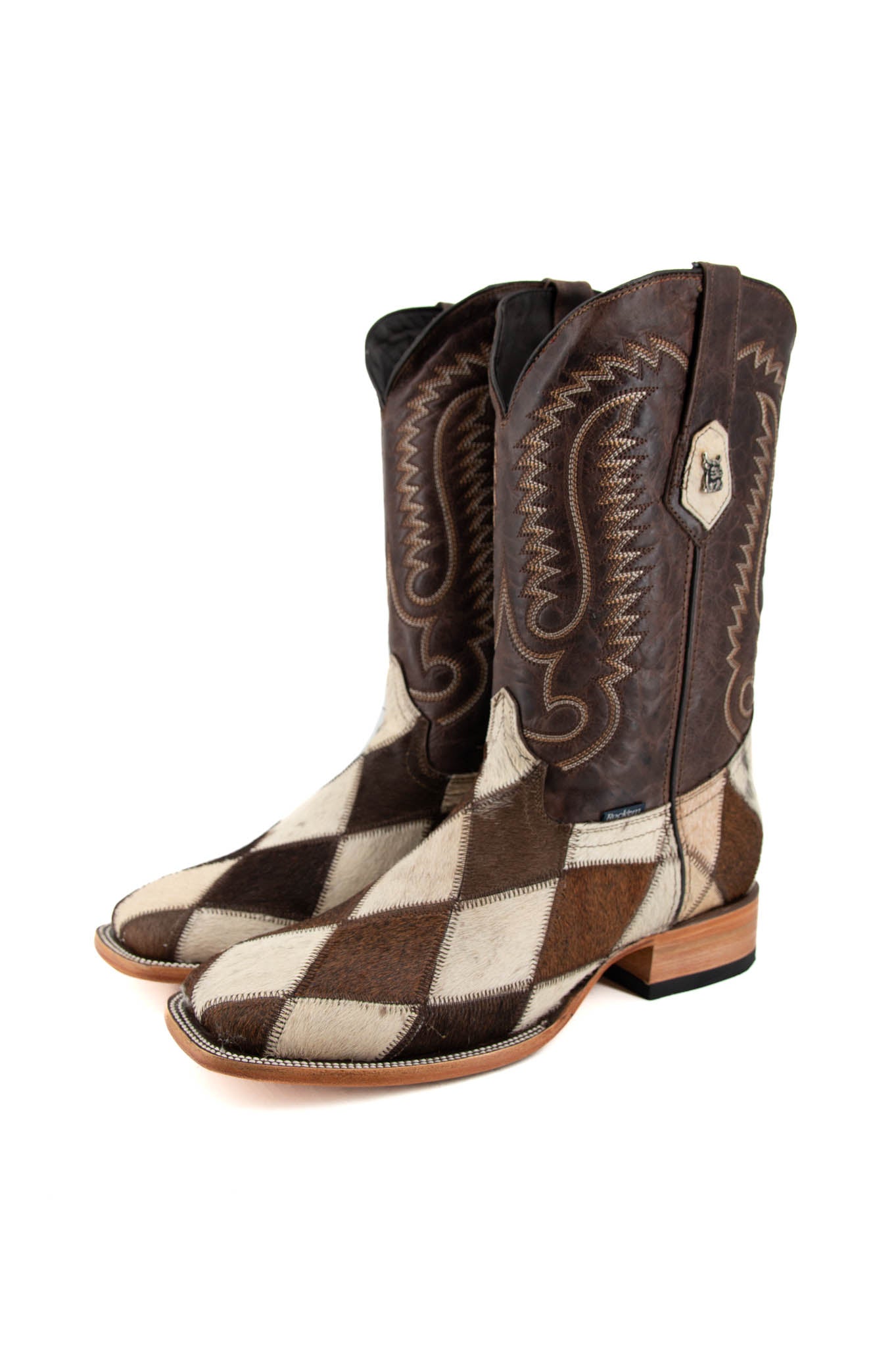 Men's Cowhide Patchwork Square Toe Cowboy Boot Size 11 Box 1M