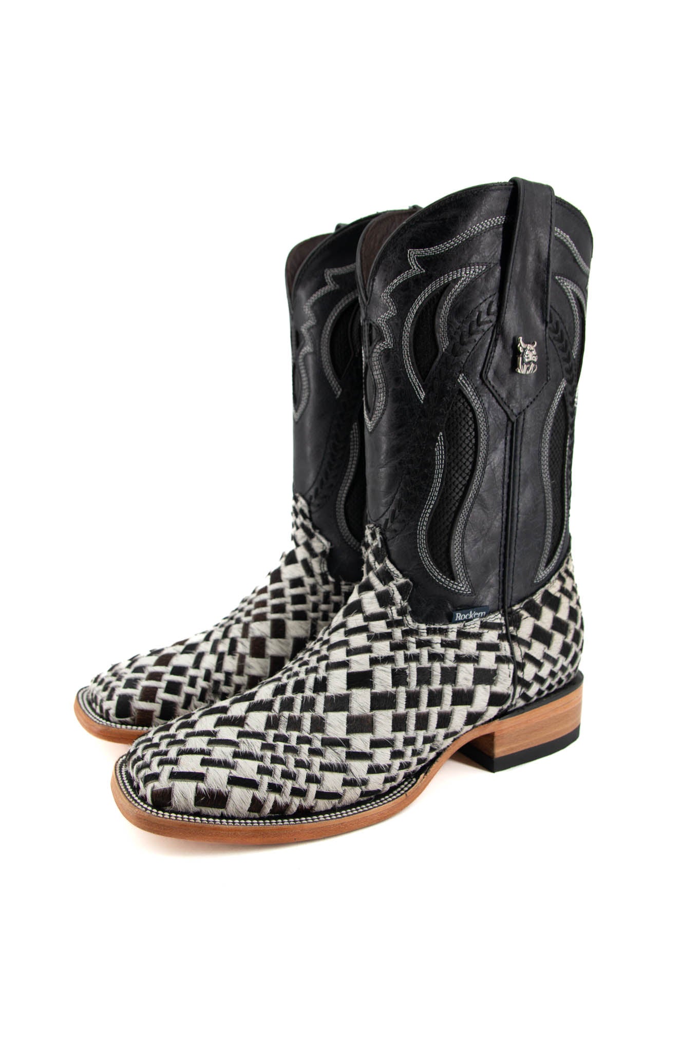 Est. Negro Arizona Cowhide Tejido Men's Boot Size 7 Box 1M