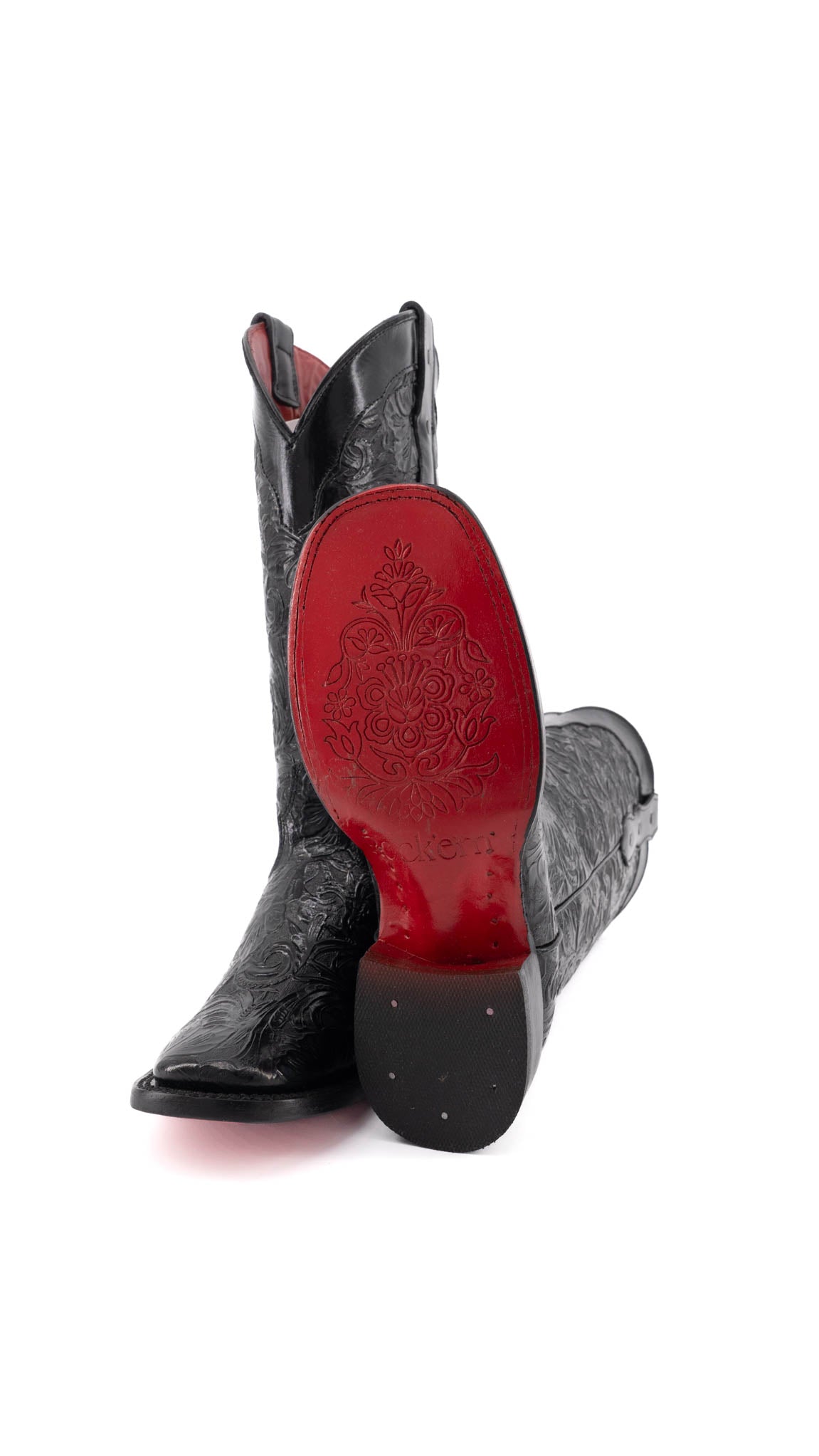 Ruby Cincelado Flor De Luz Red Bottom Square Toe Cowgirl Boot