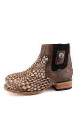 Men's Tejido Cowhide Botin Size 11 Box JJ3 **As Seen On Image** Square Toe