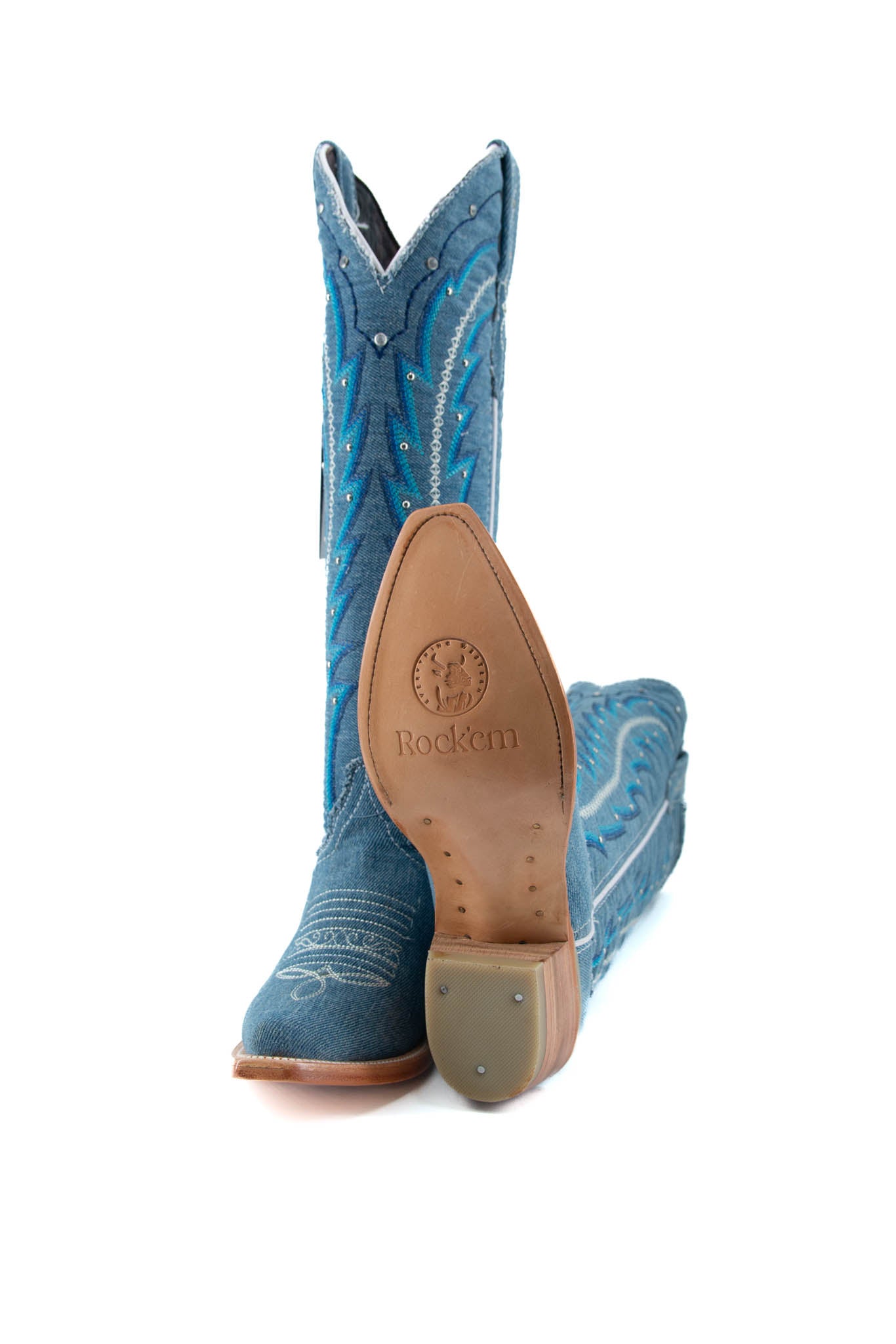Mezclilla Azul Cielo Tall Snip Toe Cowgirl Boot