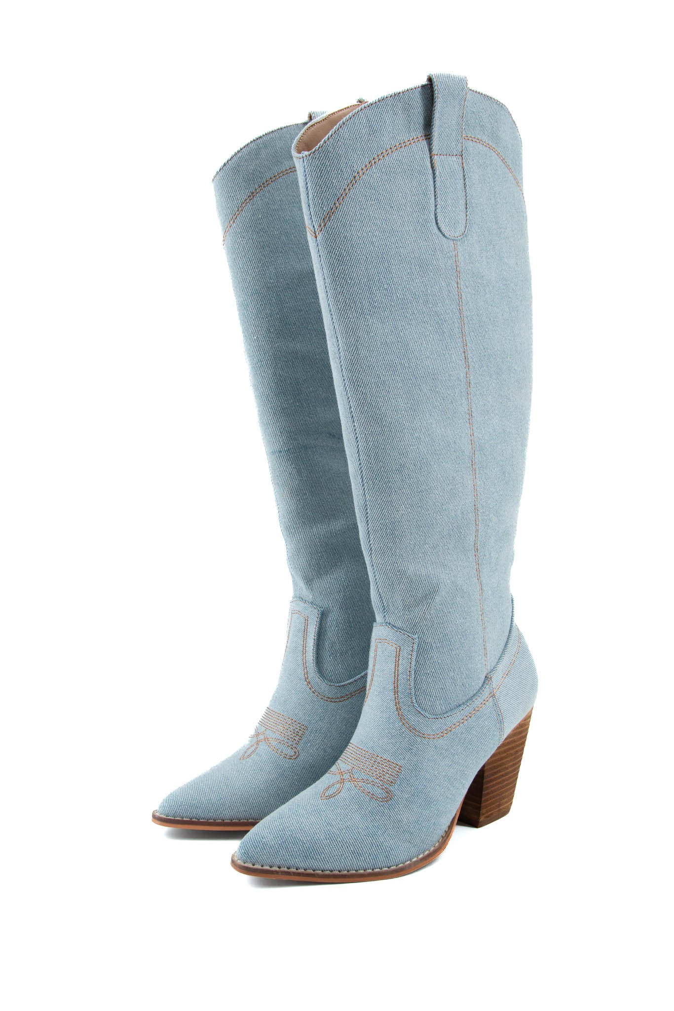 Anita Light Blue Denim Tall Point Toe Cowgirl Boot