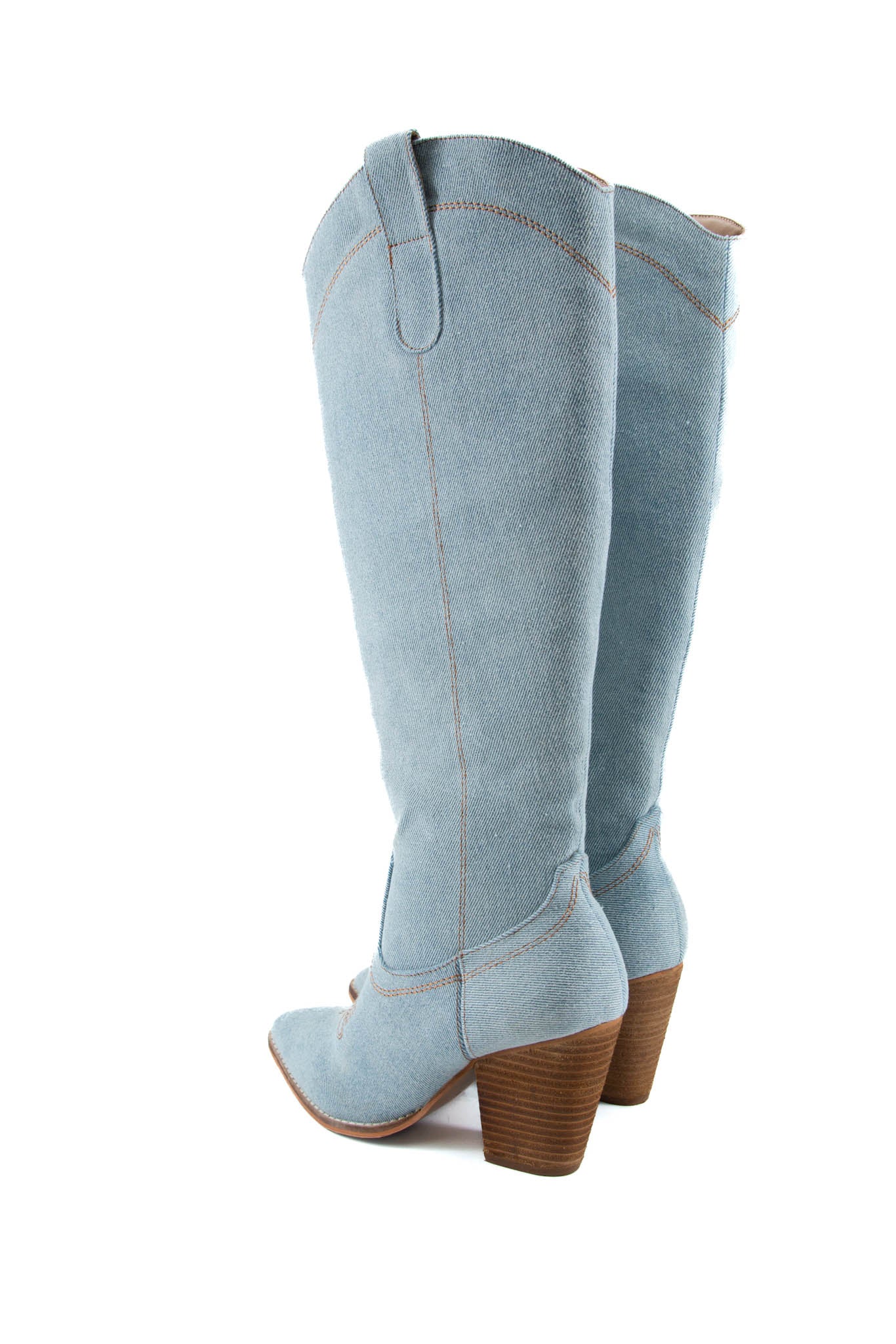 Anita Light Blue Denim Tall Point Toe Cowgirl Boot