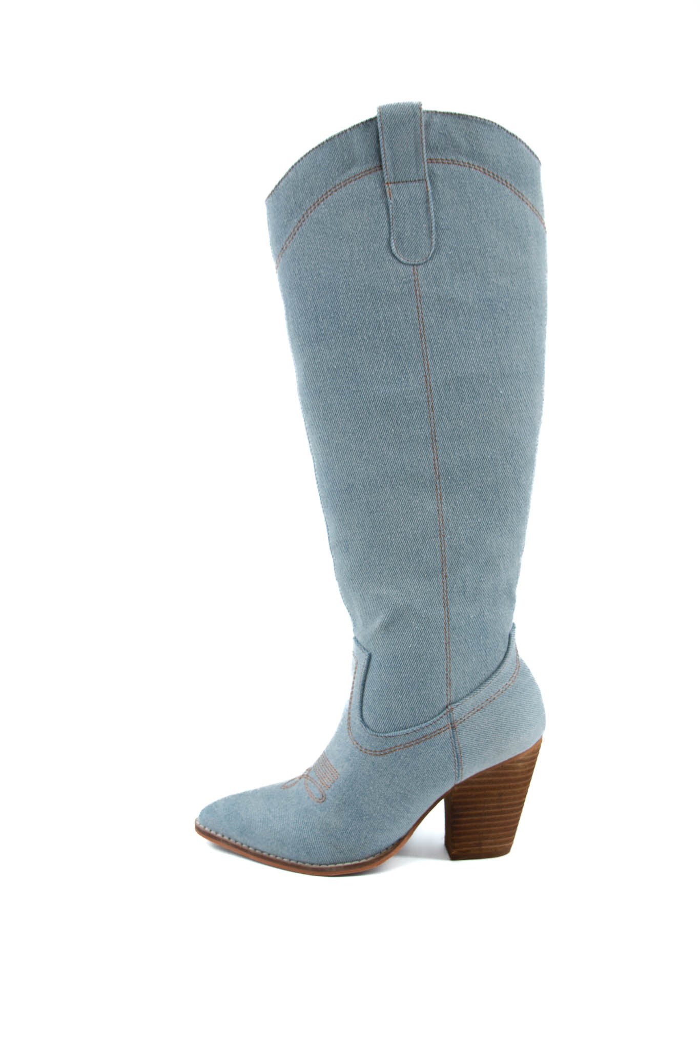 Anita Light Blue Denim Tall Point Toe Cowgirl Boot