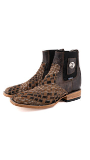 Men's Tejido Cowhide Botin Size 6 Box JJ1 **As Seen On Image** Square Toe