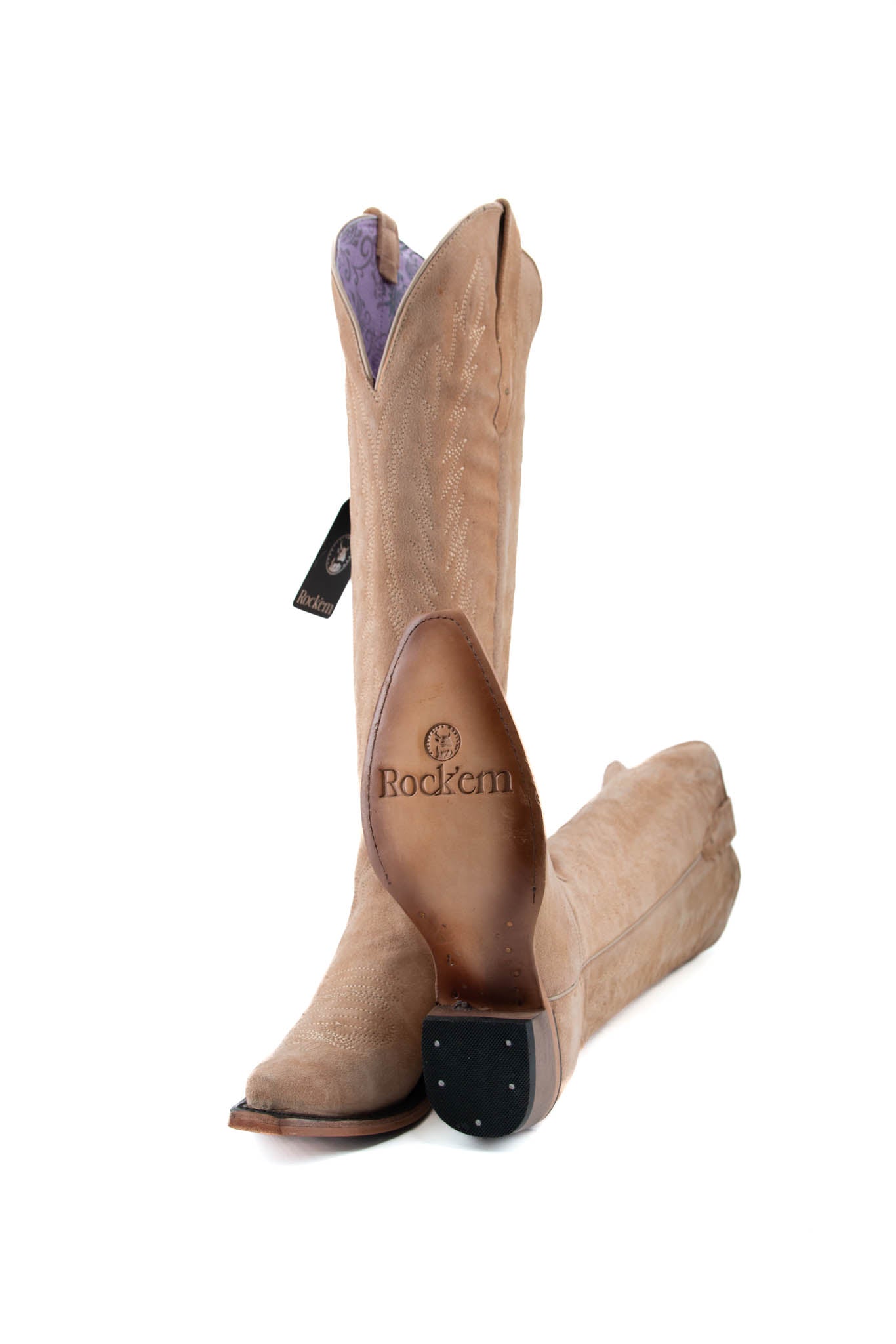 Georgina Gamuza Nude Tall Snip Toe Cowgirl Boot