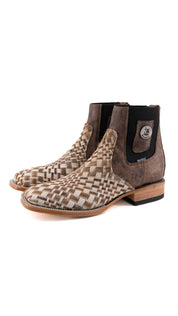 Men's Tejido Cowhide Botin Size 7 Box JJ5 **As Seen On Image** Square Toe