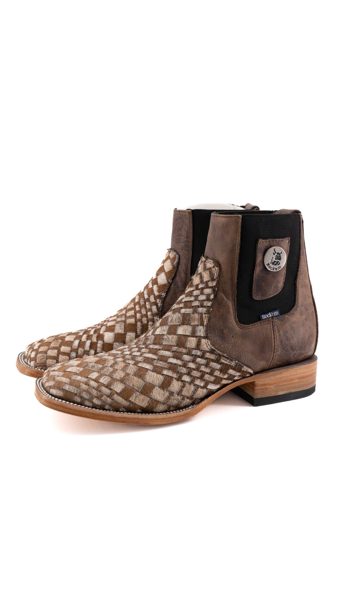 Men's Tejido Cowhide Botin Size 8 Box JJ7 **As Seen On Image** Square Toe