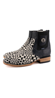 Men's Tejido Cowhide Botin Size 8 Box JJ3 **As Seen On Image** Square Toe