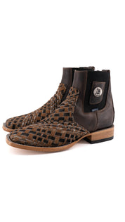 Men's Tejido Cowhide Botin Size 8 Box JJ2 **As Seen On Image** Square Toe