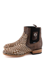 Men's Tejido Cowhide Botin Size 10 Box JJ7 **As Seen On Image** Square Toe