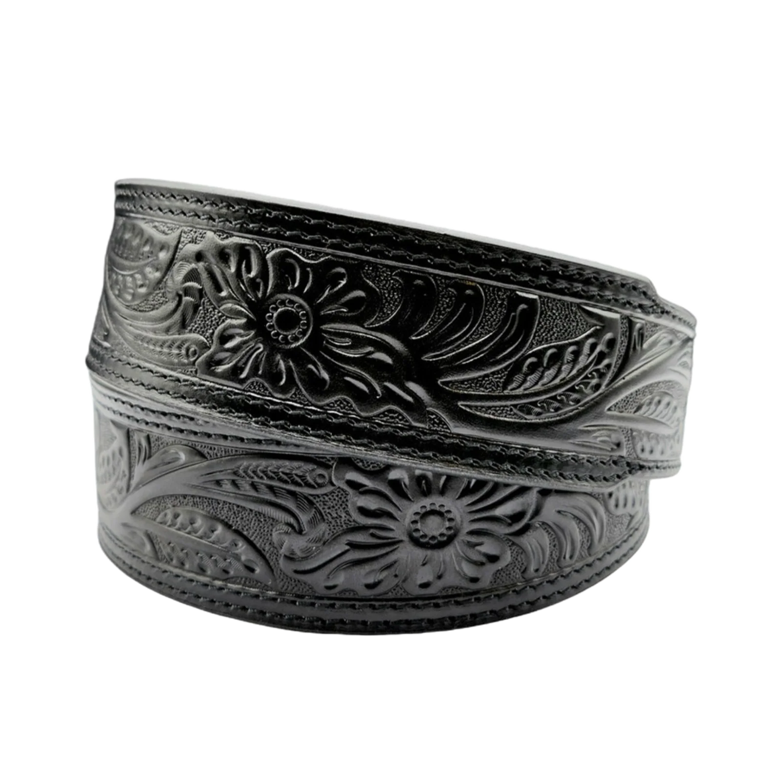 Ariat Men's Floral Embossed Bull Skull Black Belt