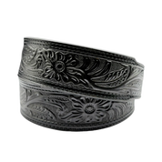 Ariat Men's Floral Embossed Bull Skull Black Belt