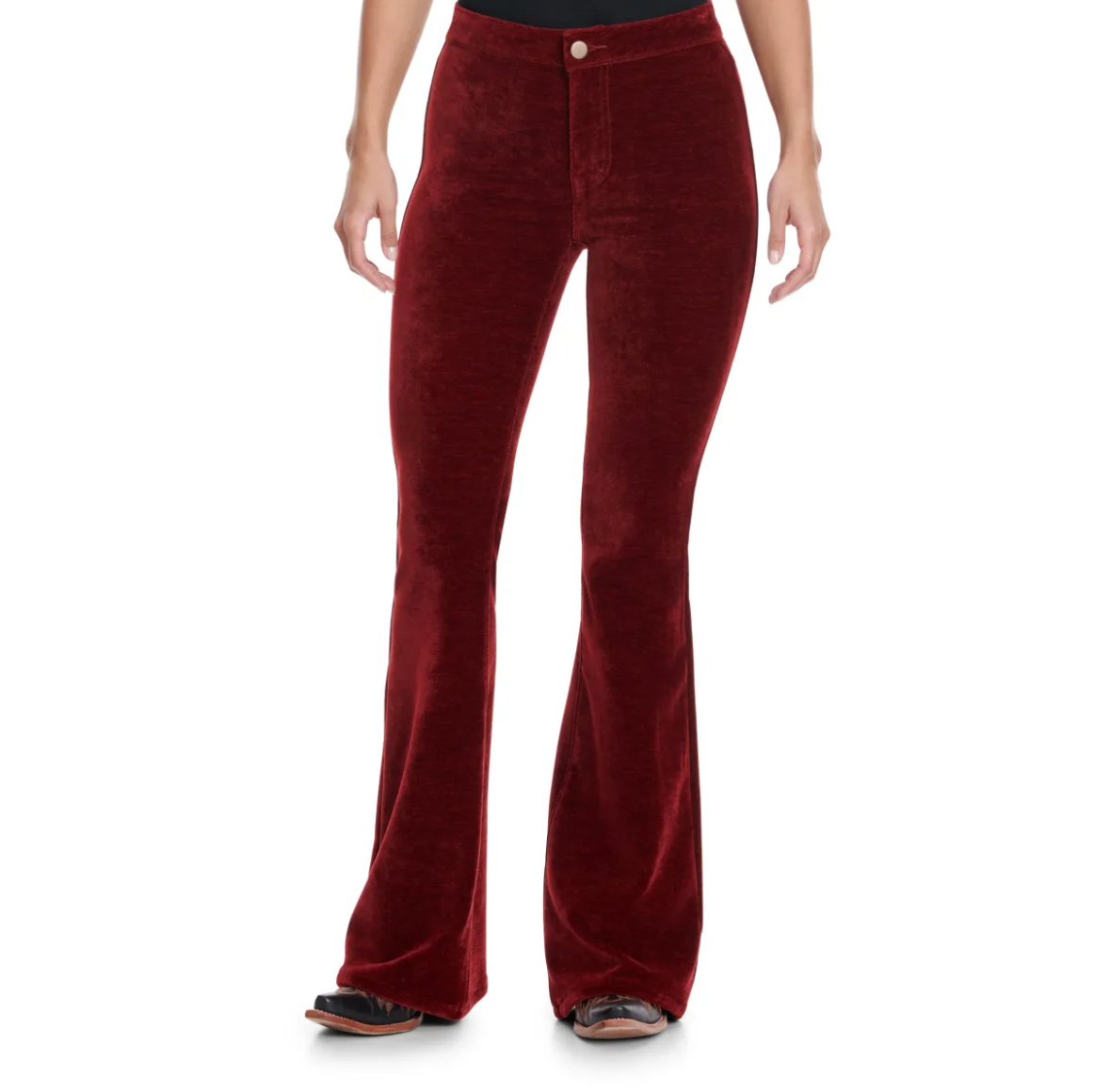 Rock & Roll Denim Red Garnet Velvety Corduroy Flare Leg Jeans BW6PD02933 JJ