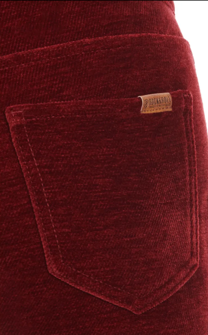 Rock & Roll Denim Red Garnet Velvety Corduroy Flare Leg Jeans BW6PD02933 JJ