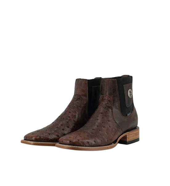 Ostrich Ranch Print Square Toe Men's Botin FINAL SALE