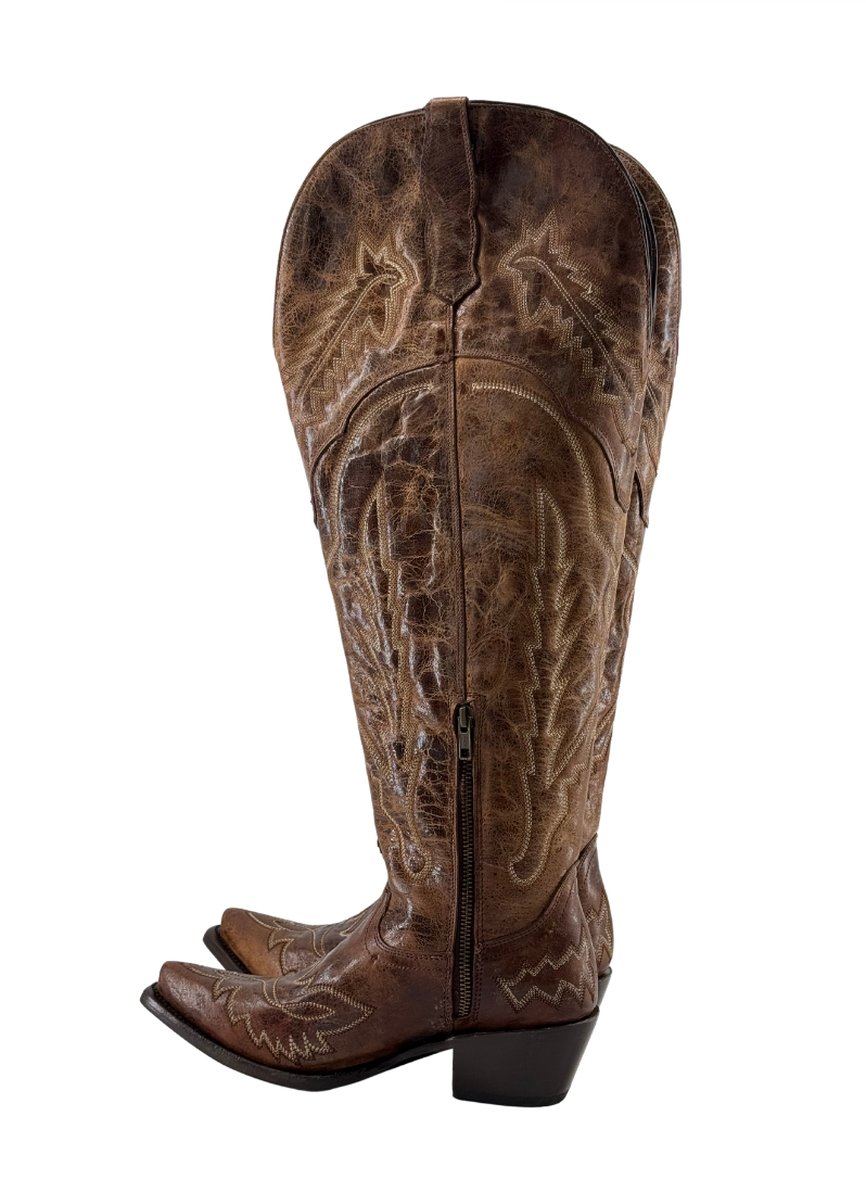 Otoño Montana Knee High Snip Toe Wide Calf Cowgirl Boot FINAL SALE