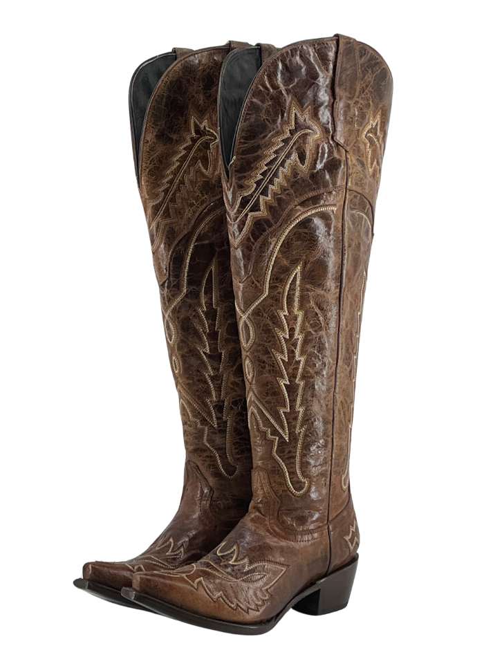 Otoño Montana Knee High Snip Toe Wide Calf Cowgirl Boot FINAL SALE