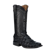 Cuadra CU787 MN Black Glazed Fish Pirarucu Laser & Woven Square Toe