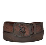 Cuadra BC280 MN Flame Brown Ostrich Stitching Belt