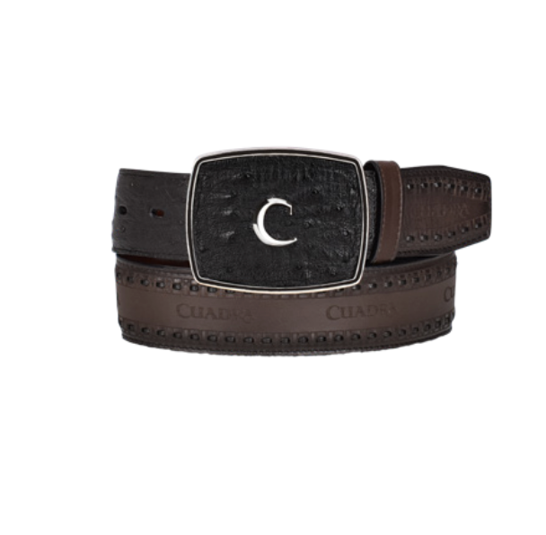 Cuadra BC205 MN Black Ostrich Laser & Woven Belt