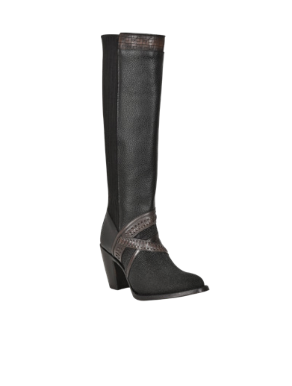 Cuadra CU725 LD Black Stingray Laser & Woven & Zipper Round Toe