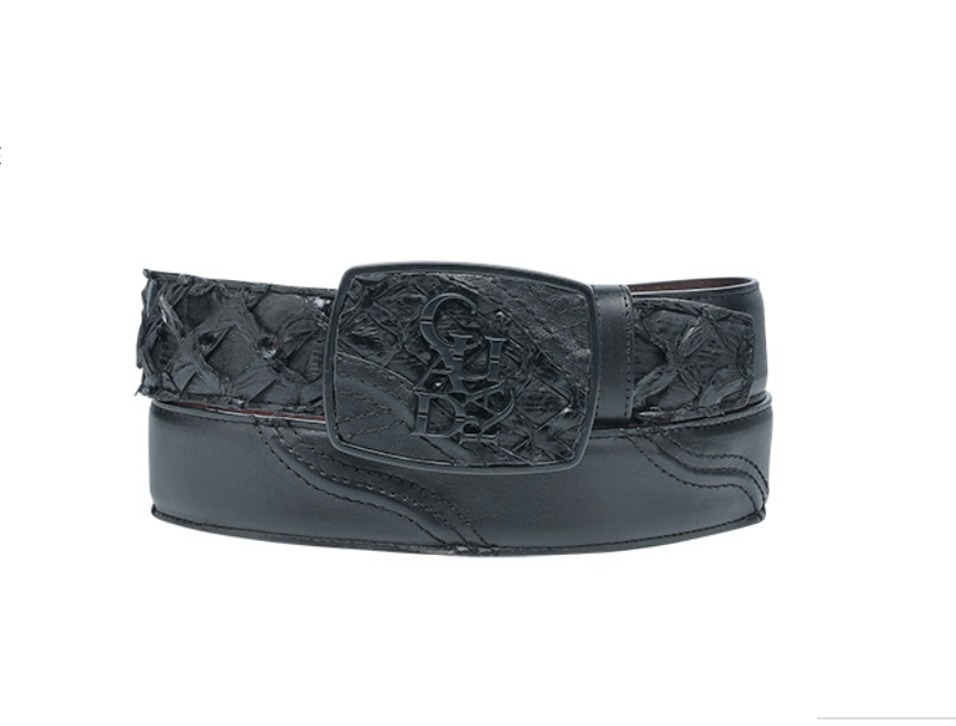 Cuadra BC357 MN Black Fish Pirarucu Exotic Strip Belt