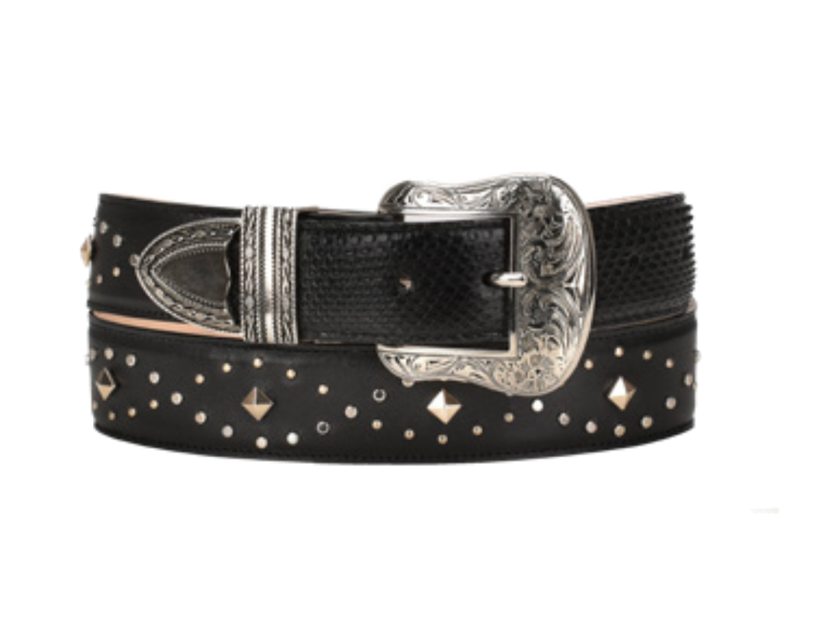 Cuadra BC269 LD Cosmo Black Python M Stitching Belt