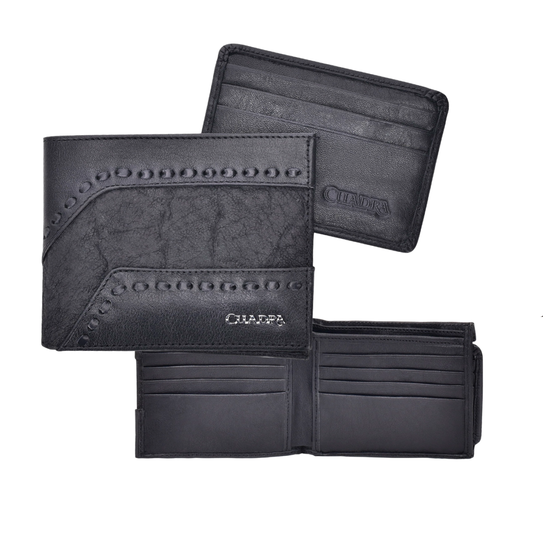 Cuadra DU376 MN Black Elephant Woven Wallet