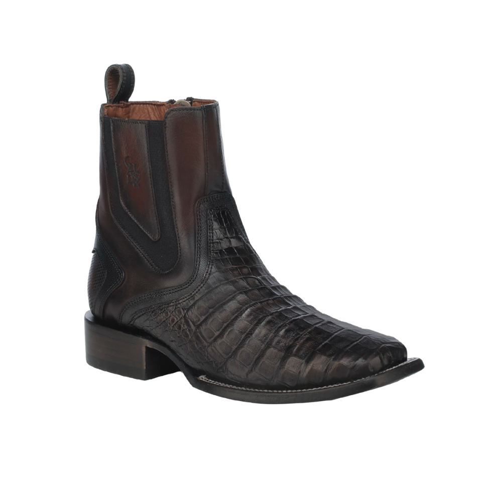 Cuadra CU890 MN Brown Caiman Zipper & Elastic Square Toe