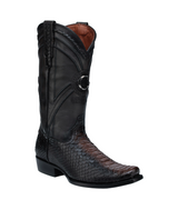 Cuadra CU849 MN Chocolate Python Embroidery & Laser & Woven Narrow Square Toe