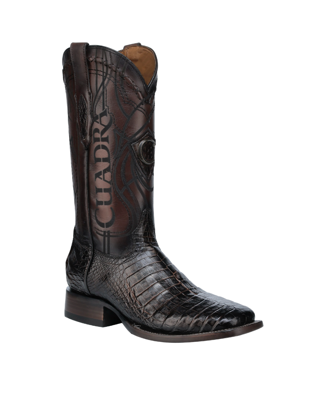 Cuadra CU456 MN Paris Brown Caiman Laser & Embroidery Square Toe