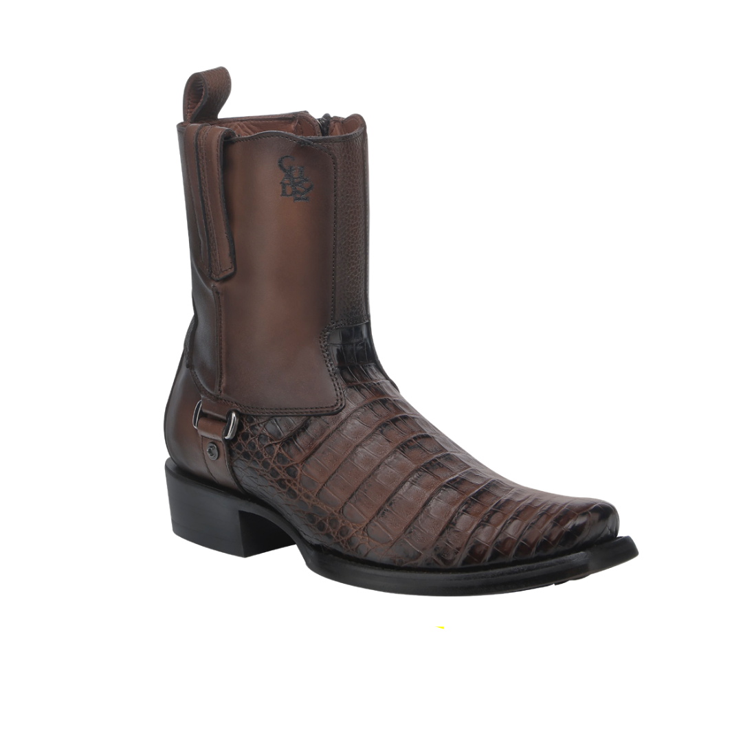 Cuadra CU936 MN Honey Caiman Laser & Zipper Narrow Square Toe