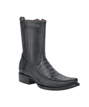 Cuadra CU805 MN Plunge Black Caiman Laser & Woven Narrow Square Toe