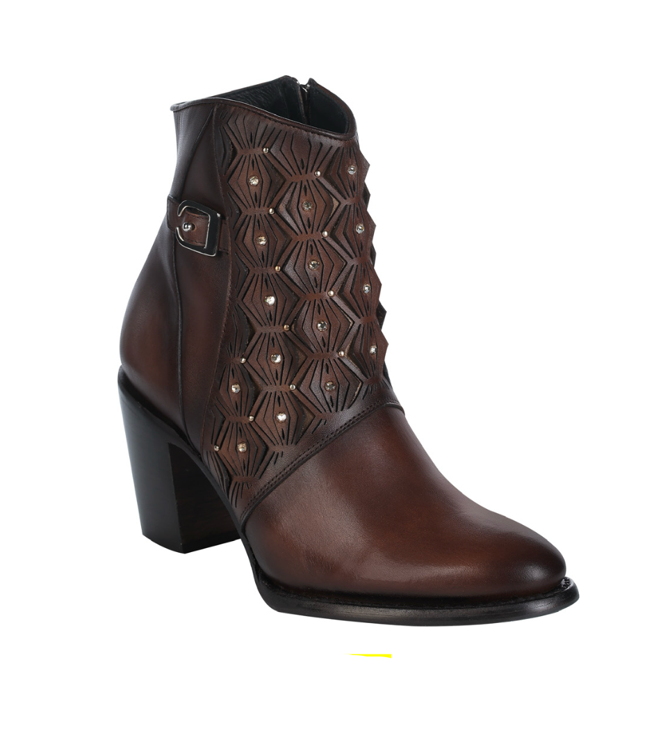 Cuadra CU877 LD Chocolate Zipper & Studs & Laser Snip Toe