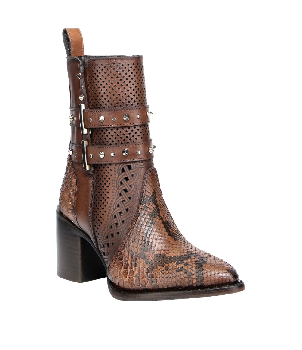 Cuadra CU829 LD Plunge Maple Python Zipper & Studs & Laser Pointed Toe