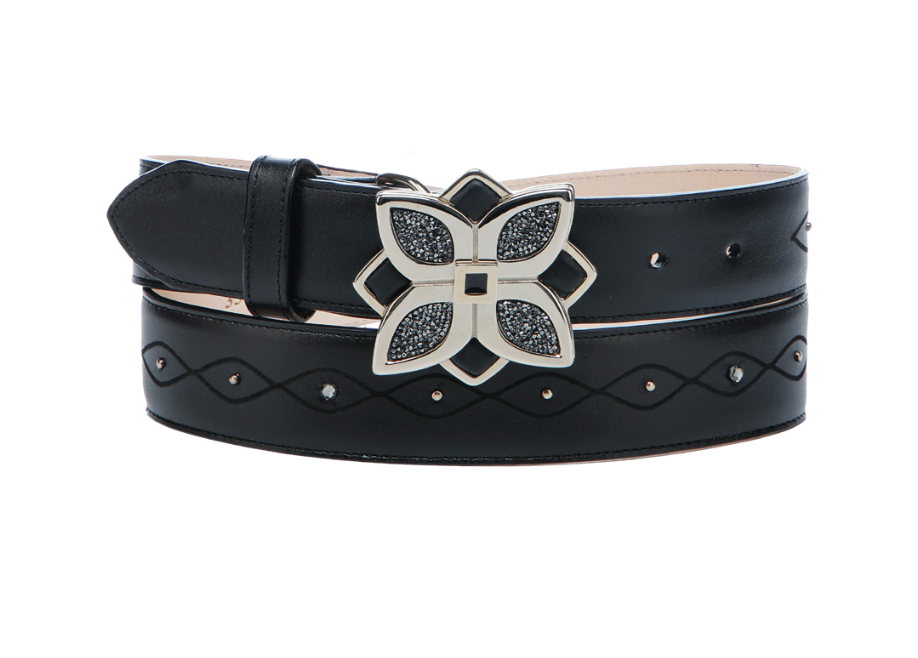 Cuadra BC394 LD Black Laser & Studs Belt