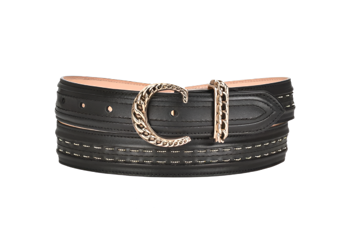 Cuadra BC295 LD Cuadra Black Cowhide Stiching Belt