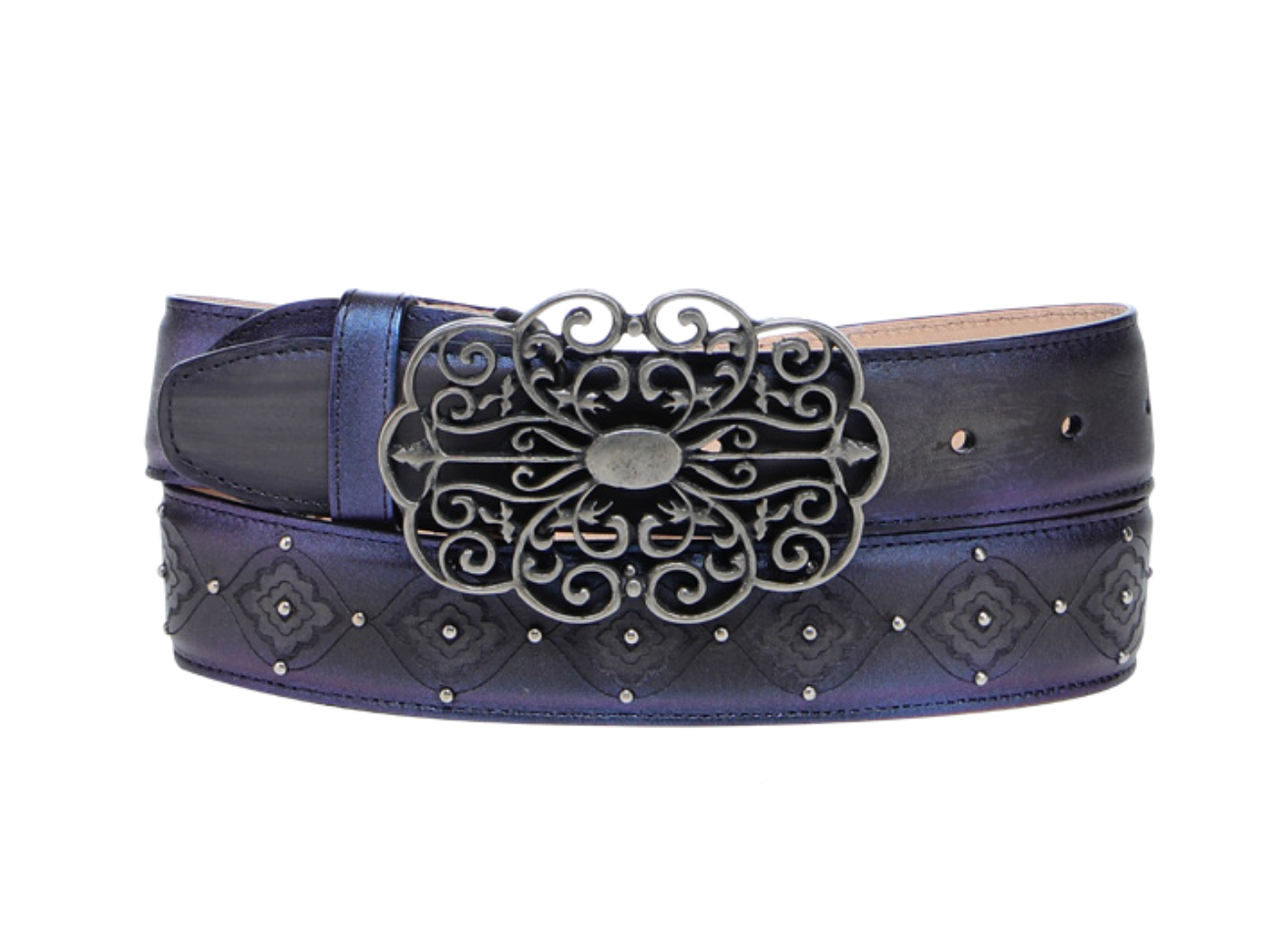 Cuadra BC416 LD Black & Purple Laser & Studs Belt