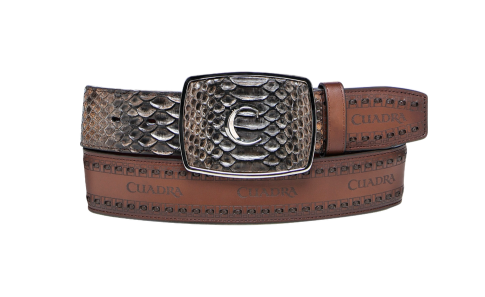 Cuadra BC424 MN Brown Python Laser & Woven Belt