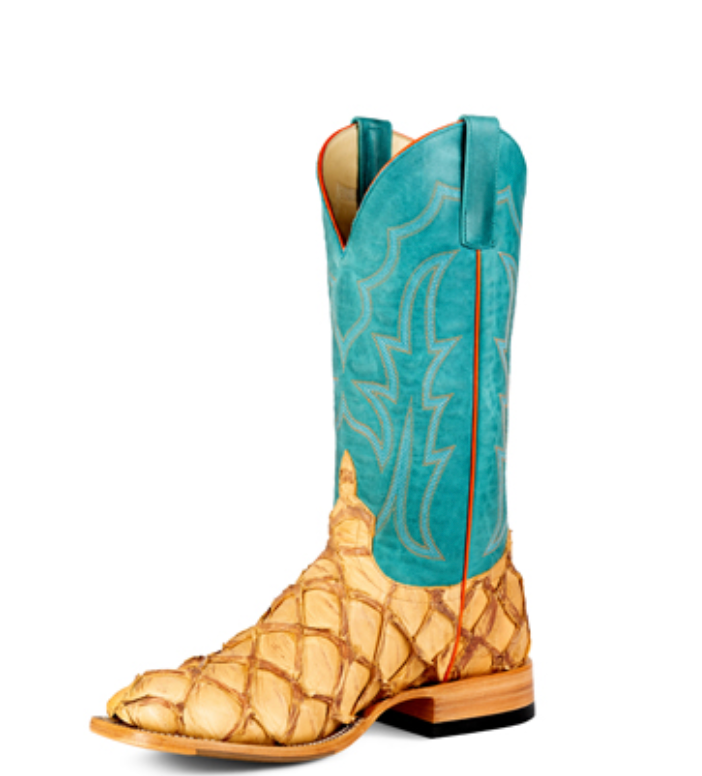 Horse Power Big Bass Pirarucu Antique Saddle Matte Square Toe Cowboy Boot