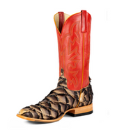 Horse Power Big Bass Pirarucu Petrified Oak Square Toe Cowboy Boot