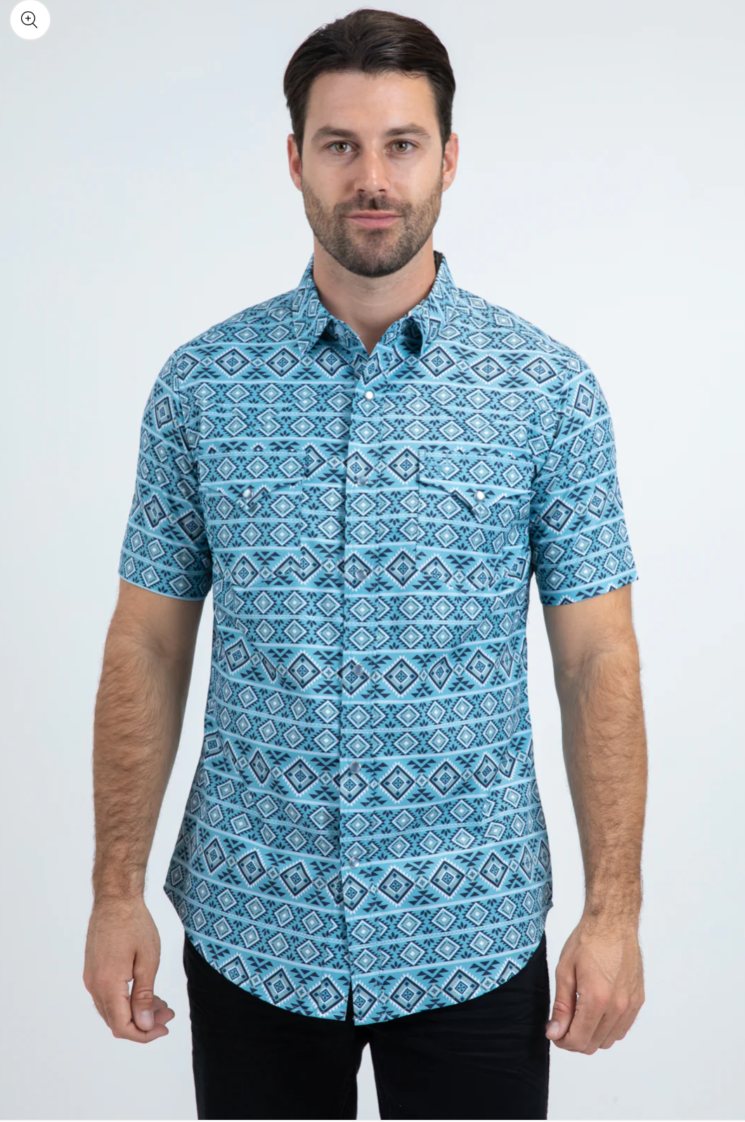 Platini Short Sleeve Sierra Sky Pearl Snap