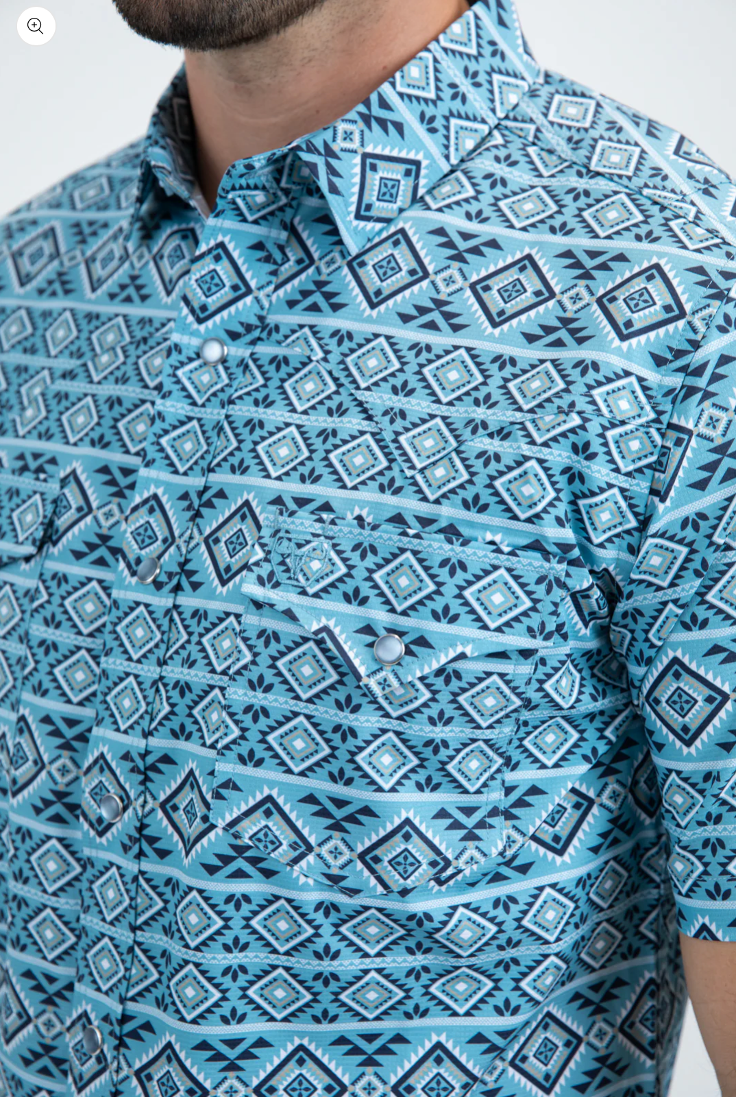 Platini Short Sleeve Sierra Sky Pearl Snap