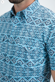 Platini Short Sleeve Sierra Sky Pearl Snap