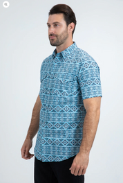 Platini Short Sleeve Sierra Sky Pearl Snap
